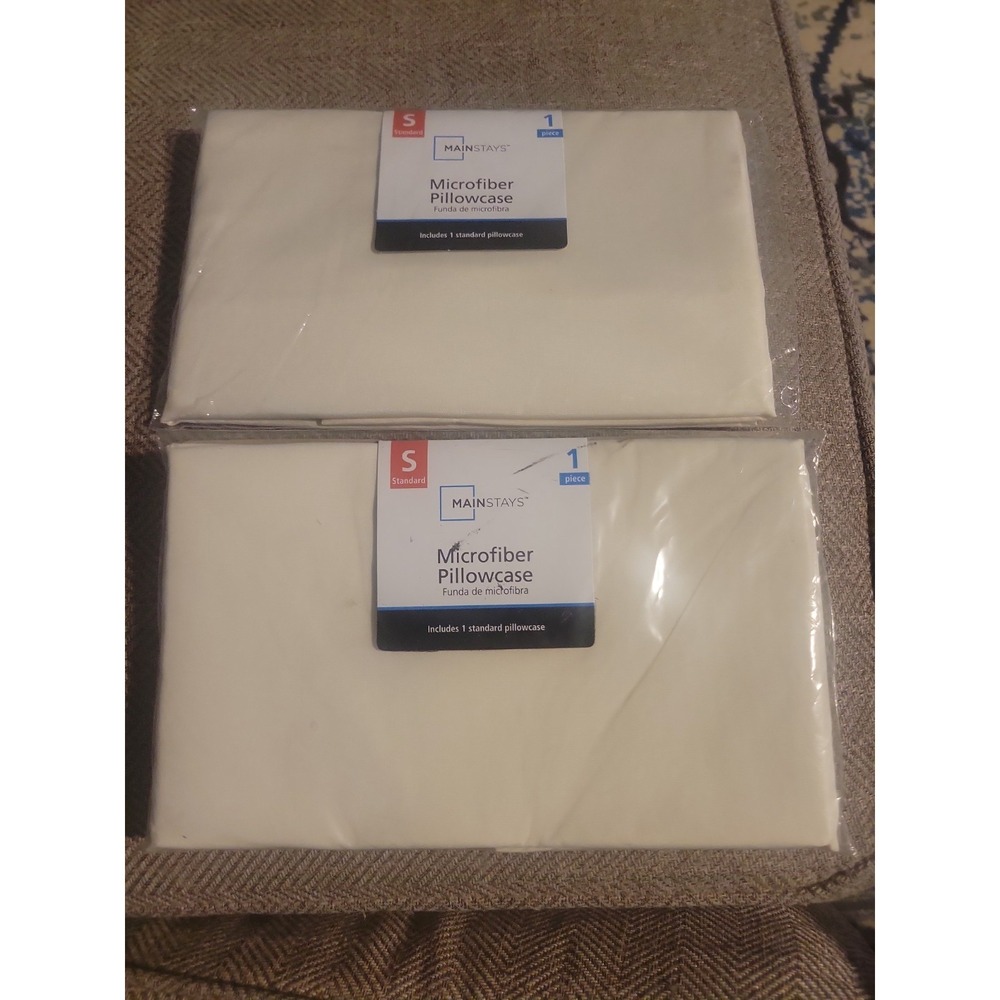 NEW 2 Mainstays Micro Fiber Pillowcase Solid Cream Color 20x30